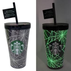 Starbucks Tumbler Halloween Glow in the Dark Spiderweb DIY Stickers 2021 New‎